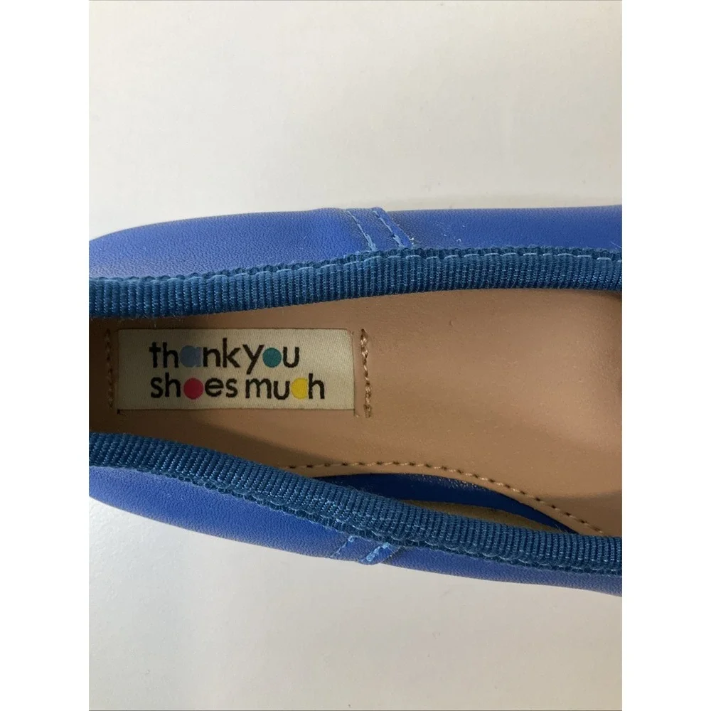 Girls Blue Leather Ballet Slip On Flat Shoes Bow Casual Party Toddler Kids US 10